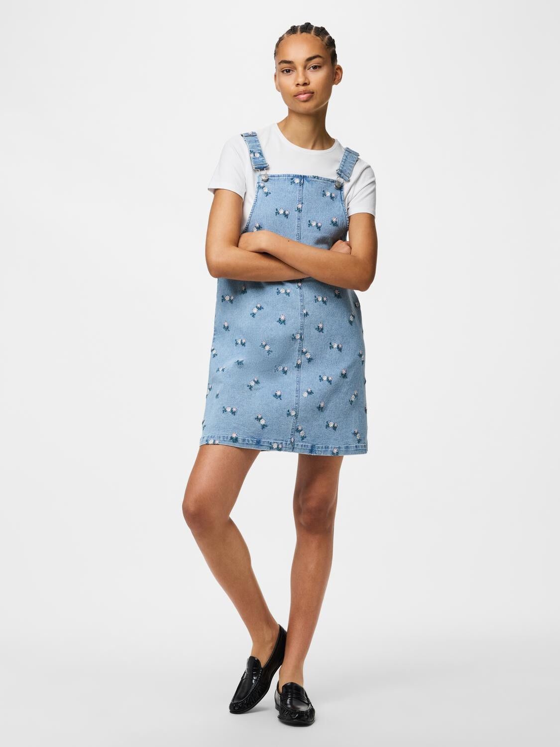 Pcflora Sl Denim Emb Spencer Dress