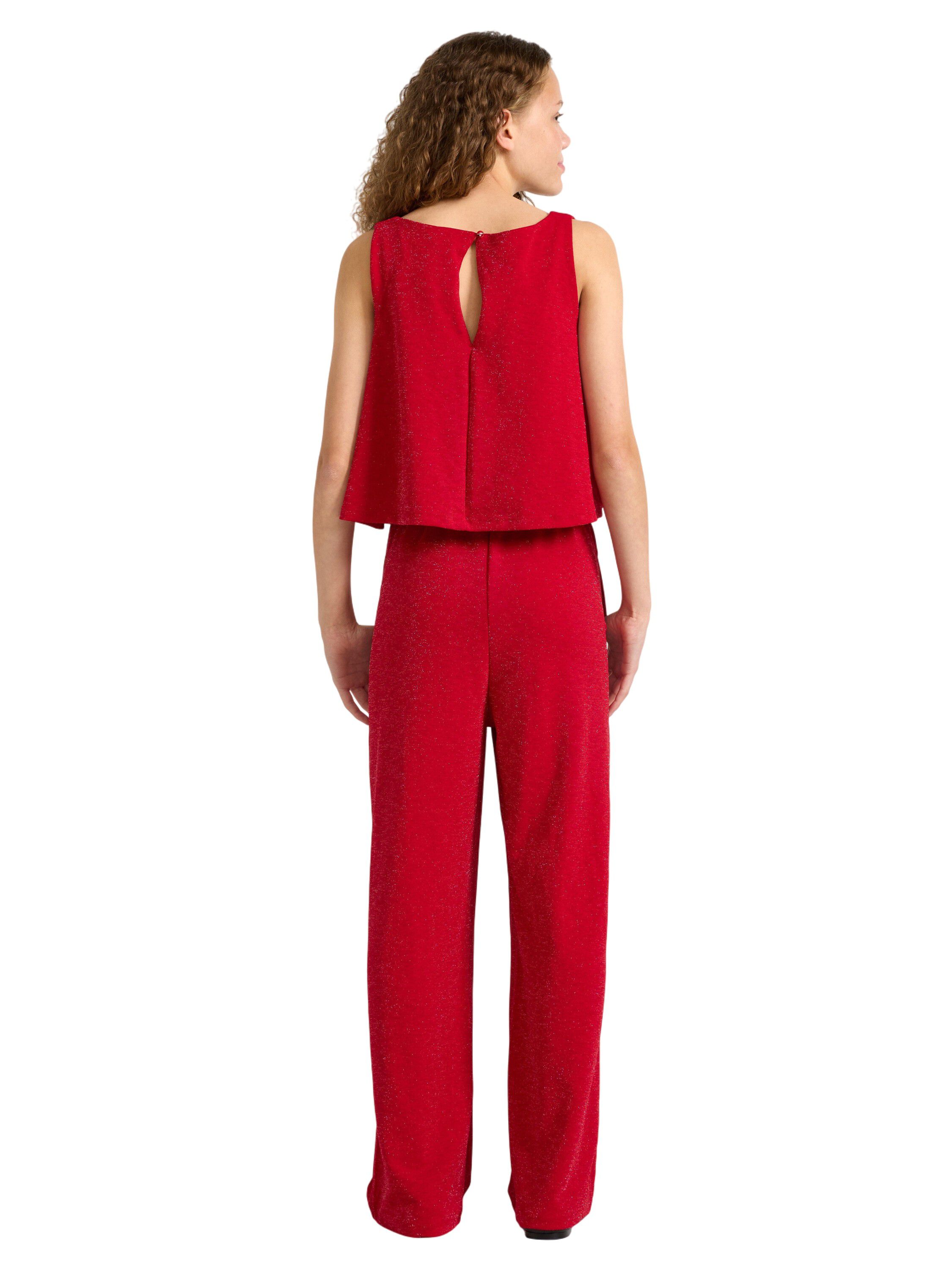 Glitrende, &aelig;rmel&oslash;s buksedragt med b