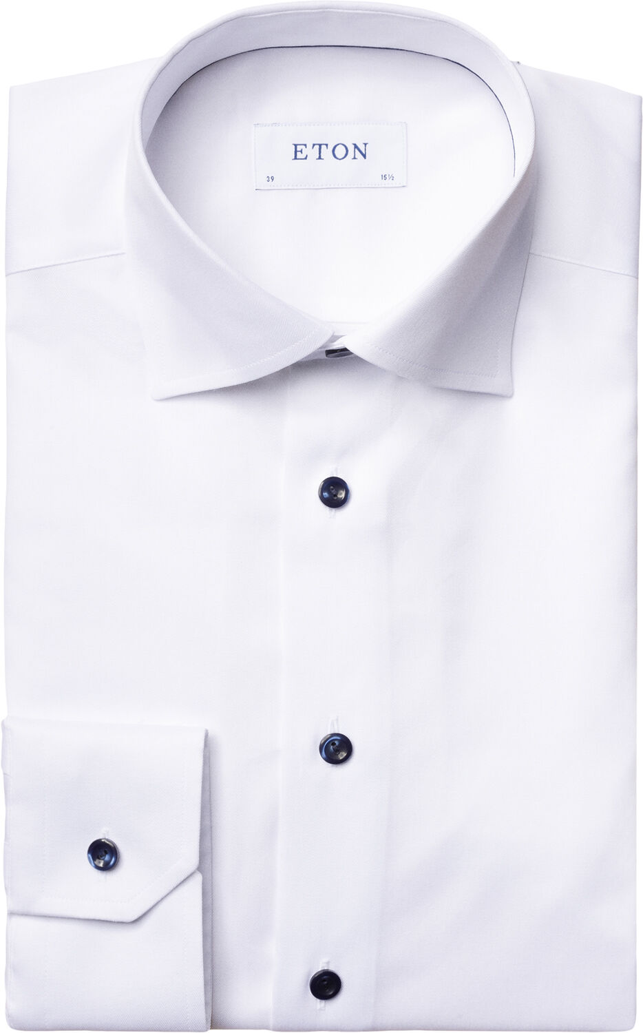 Slim Fit White Signature Twill Shirt - Navy Details