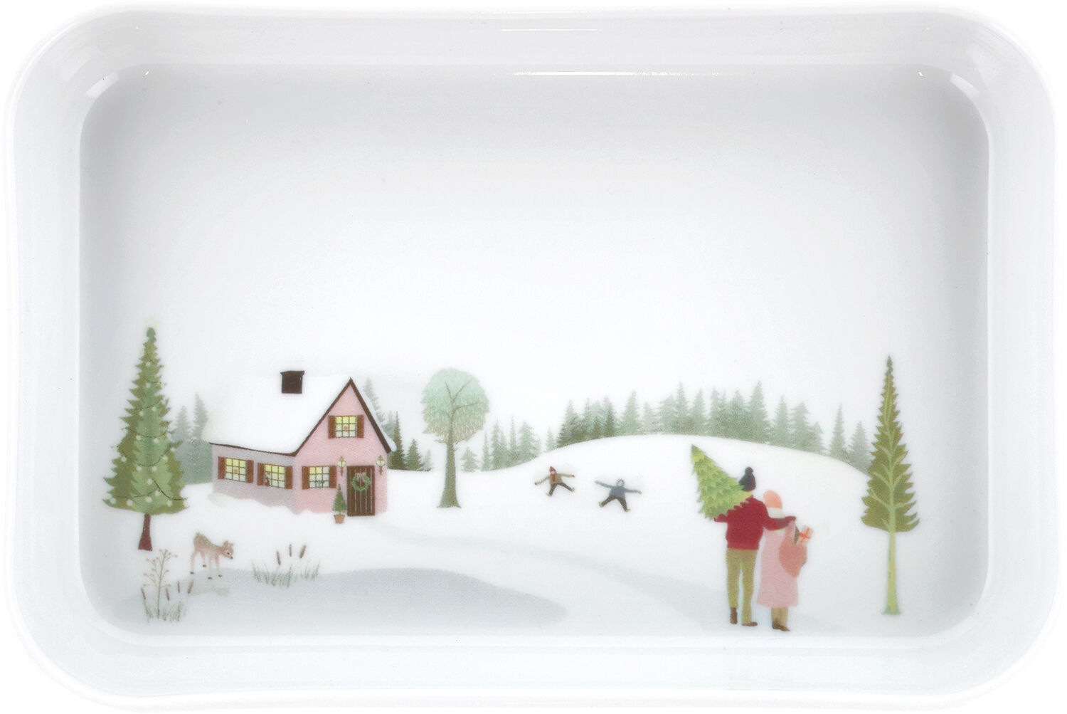 "Fat rektangul&Atilde;&curren;rt Vinter 18 x 12 cm Vit Ugnsfast porslin"