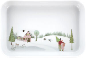 "Fat rektangulÃ¤rt Vinter 18 x 12 cm Vit Ugnsfast porslin"