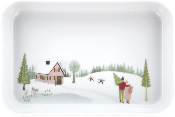 "Fat rektangulärt Vinter 18 x 12 cm Vit Ugnsfast porslin"