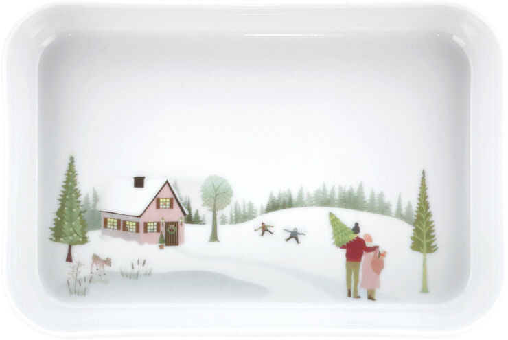 "Fat rektangulärt Vinter 18 x 12 cm Vit Ugnsfast porslin"