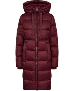 Coat, down filled, with hood, welt