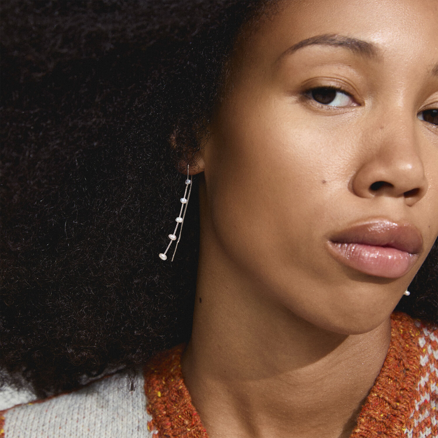 ZENAIA pearl chain earrings silver-plated