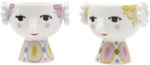 Eva Fyrfadsstage &Oslash;6. 5 cm gul/lavendel 2 stk.