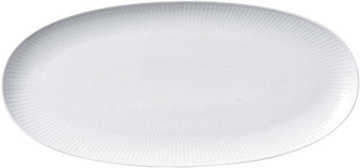 Hvid Riflet 37 cm Aflangt fad