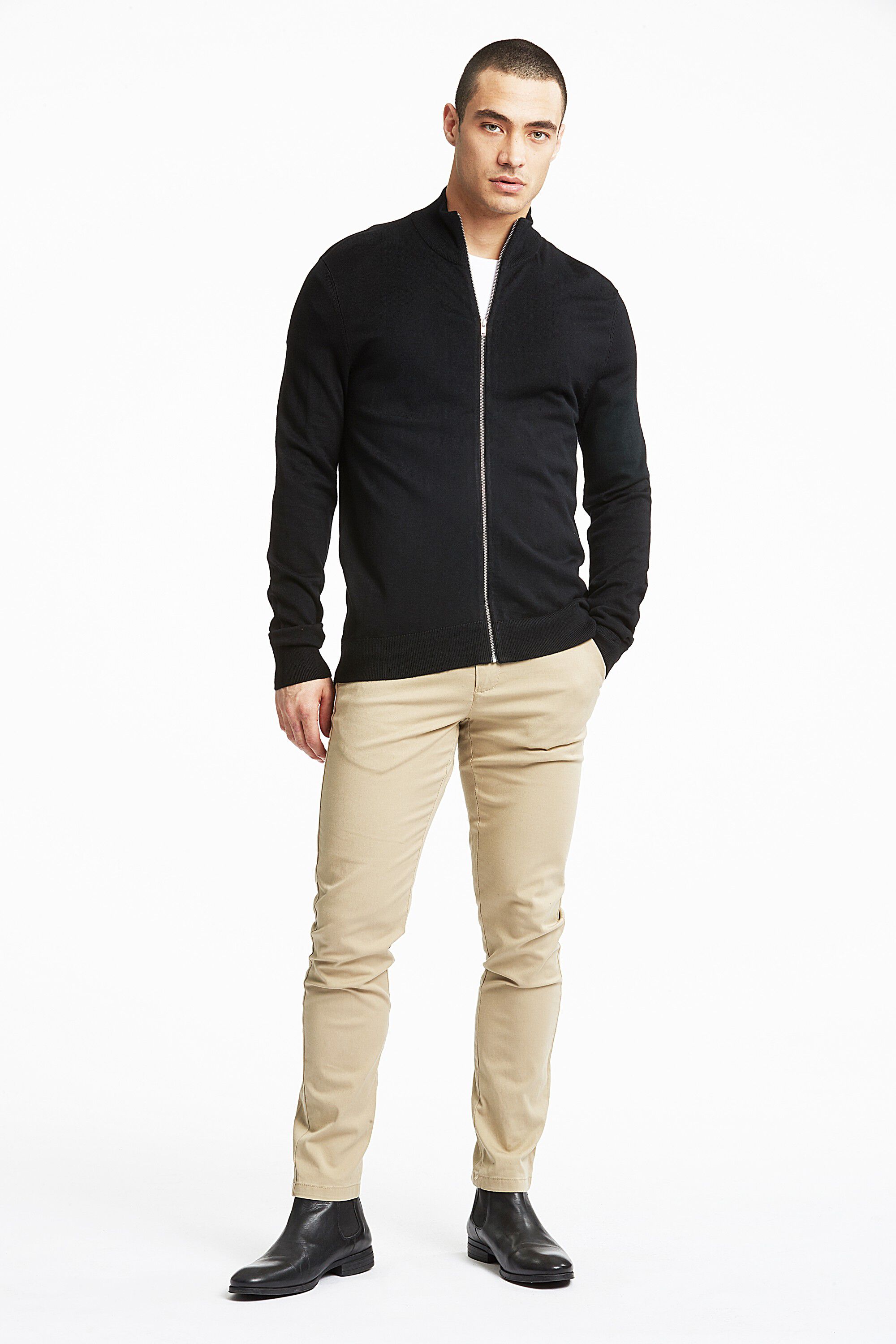 Ecovero L/S zip cardigan