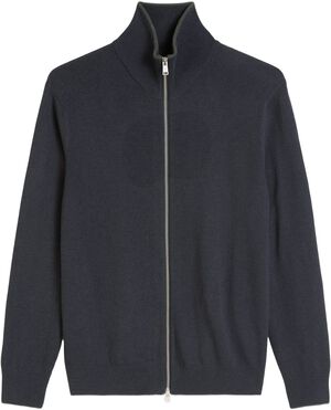 Zipped cardigan with stand up colla