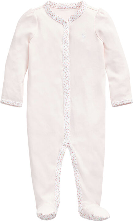Floral-Trim Cotton Coverall