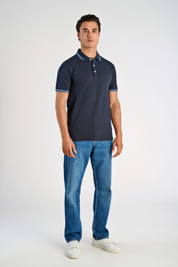Polo shirt w. contrast piping