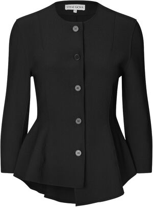 2525 Double-Layer Crepe, Flared Button-Up Top