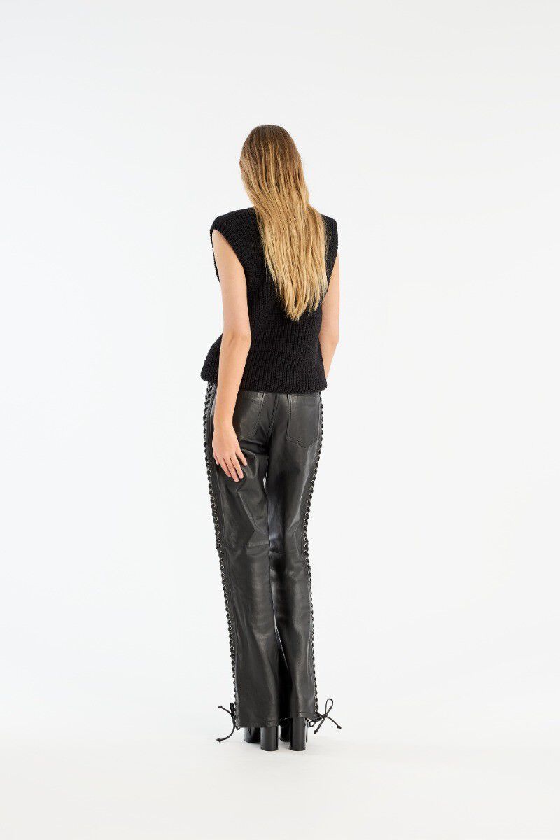 LACED LEATHER PANTS