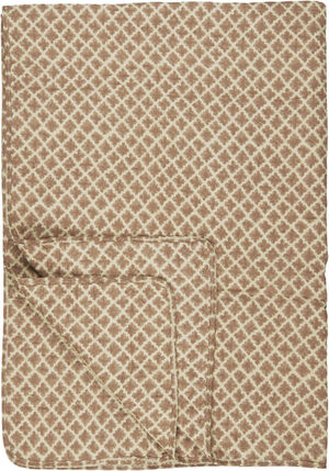 Quilt naturfarvet m/rustfarvet blokmønster