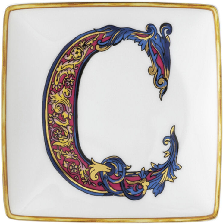 Bowl 12cm sq. flat, Holiday Alphabet C, Versace