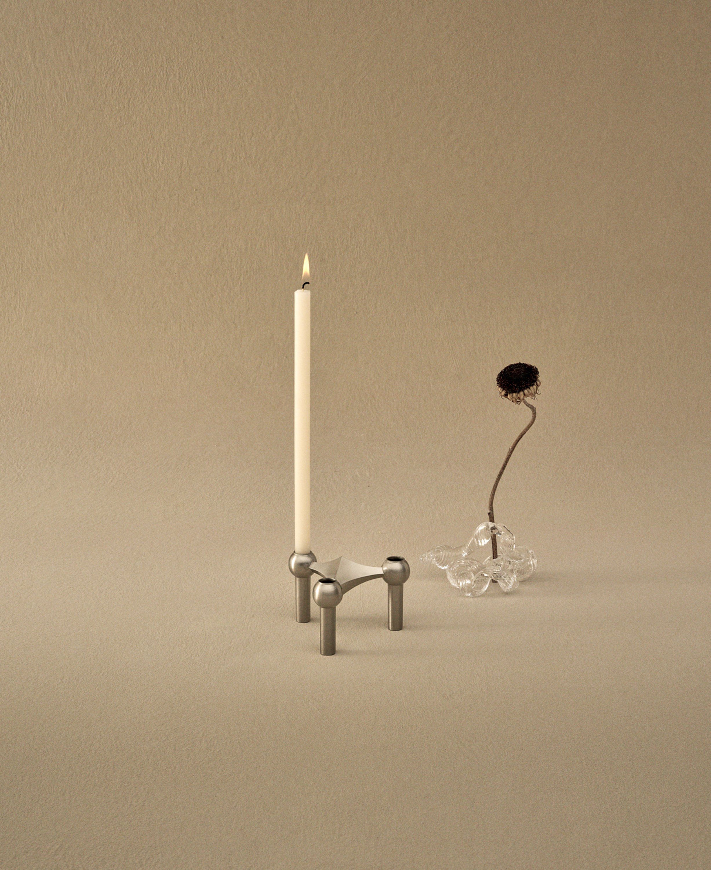 Nagel candle holder - brushed chrome