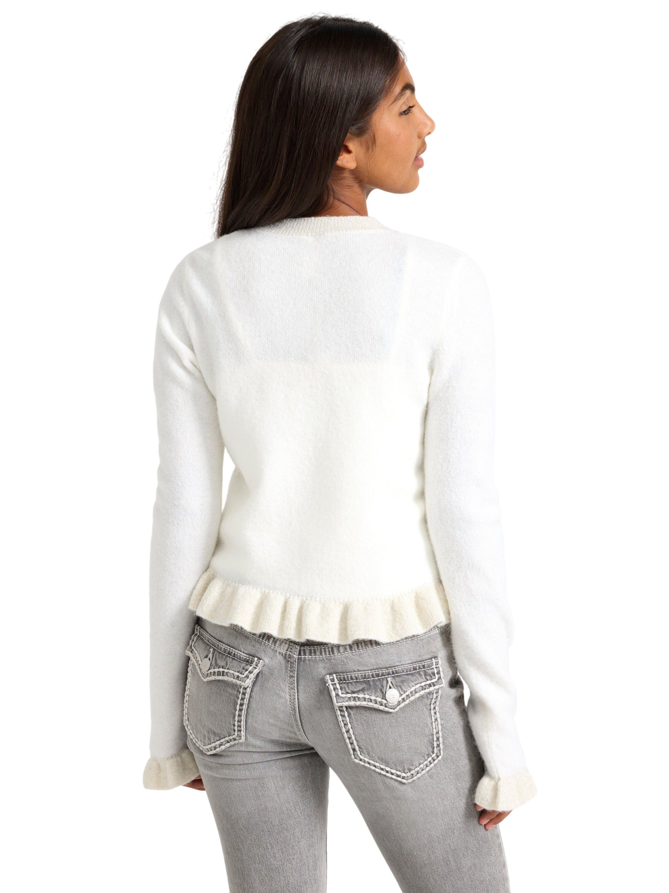 Soft knitted cardigan with frilled