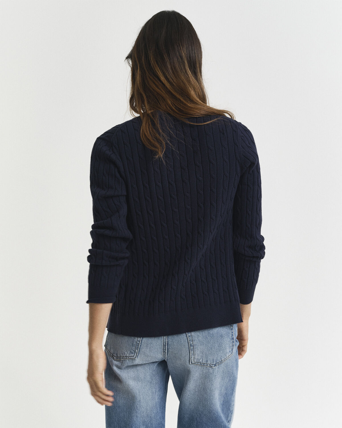 STRETCH COTTON CABLE CARDIGAN