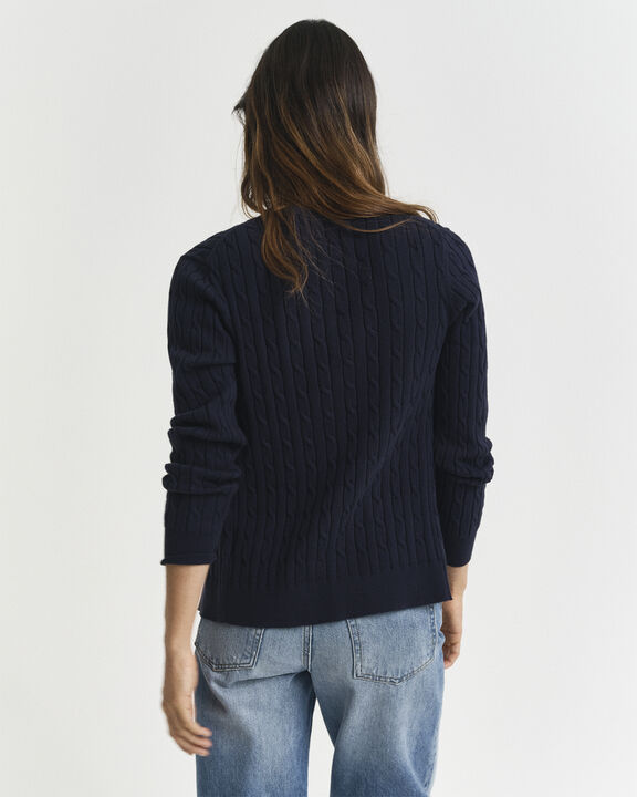 STRETCH COTTON CABLE CARDIGAN