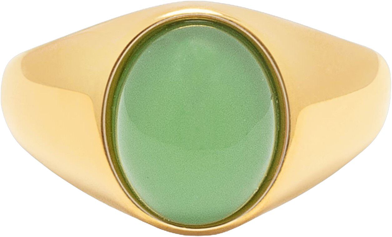 Women's Oval Green Aventurine Signet Ring