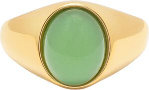 Women's Oval Green Aventurine Signet Ring