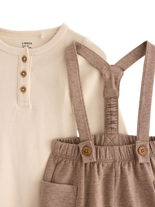 2-delat set med långärmad ribbad bo