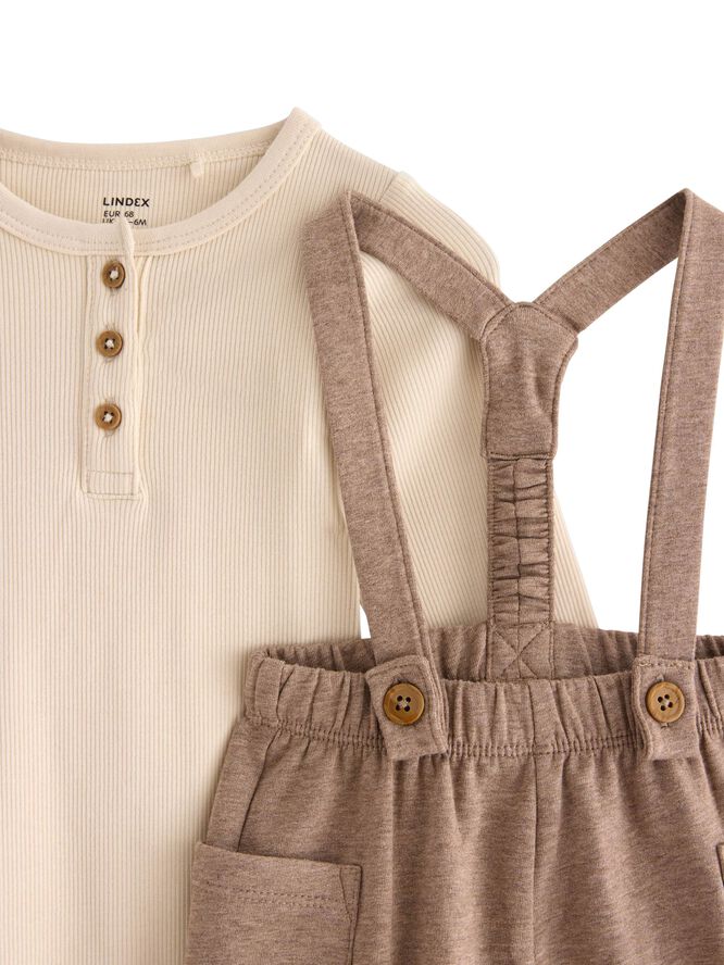 2-delat set med långärmad ribbad bo