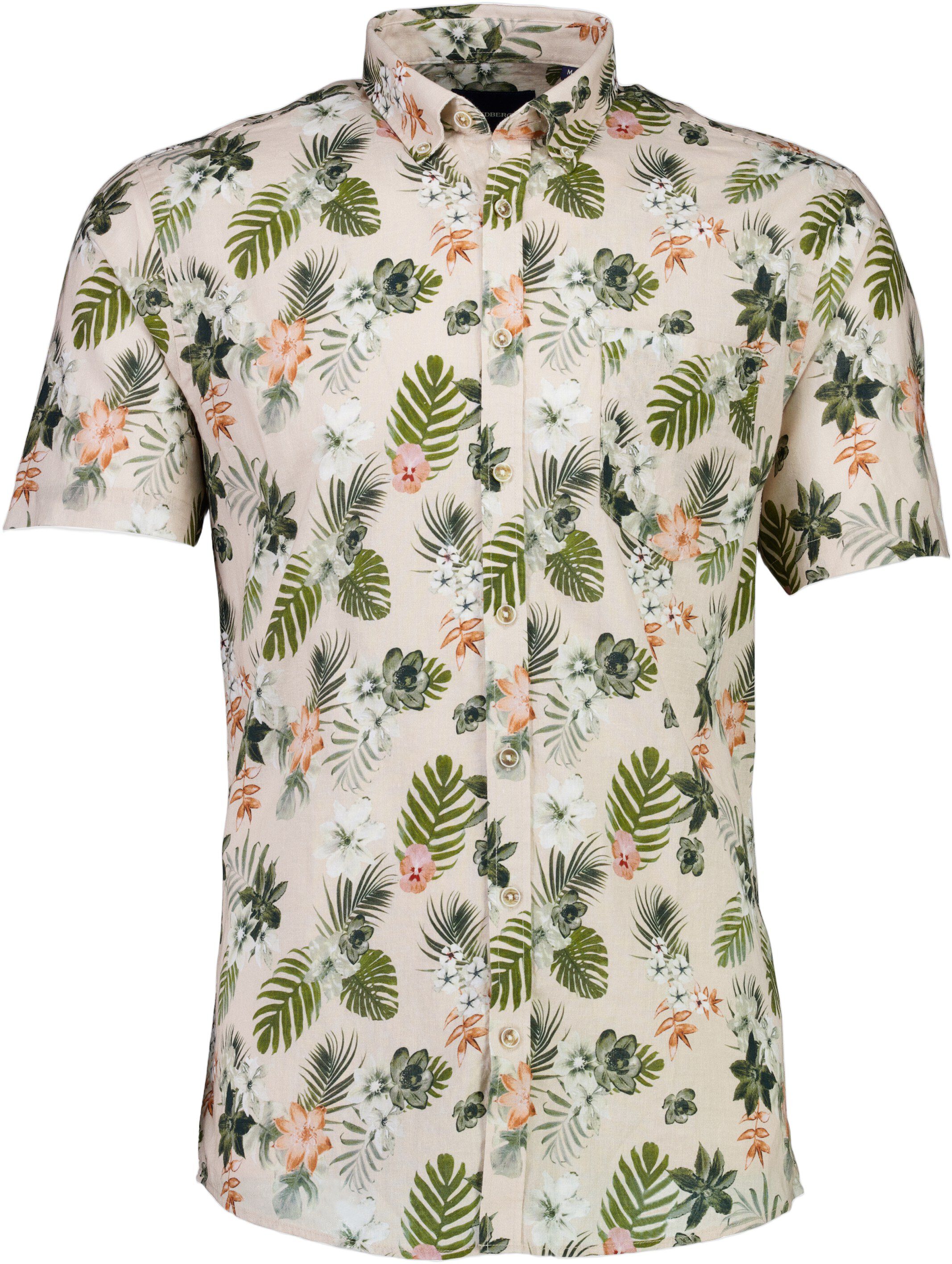 Printed cotton/linen shirt S/S