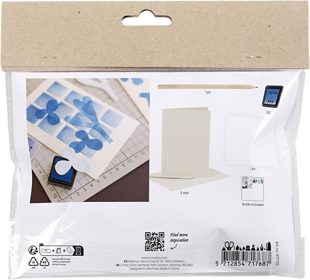 Mini DIY Kit Stempeltryk, Kort med motiv