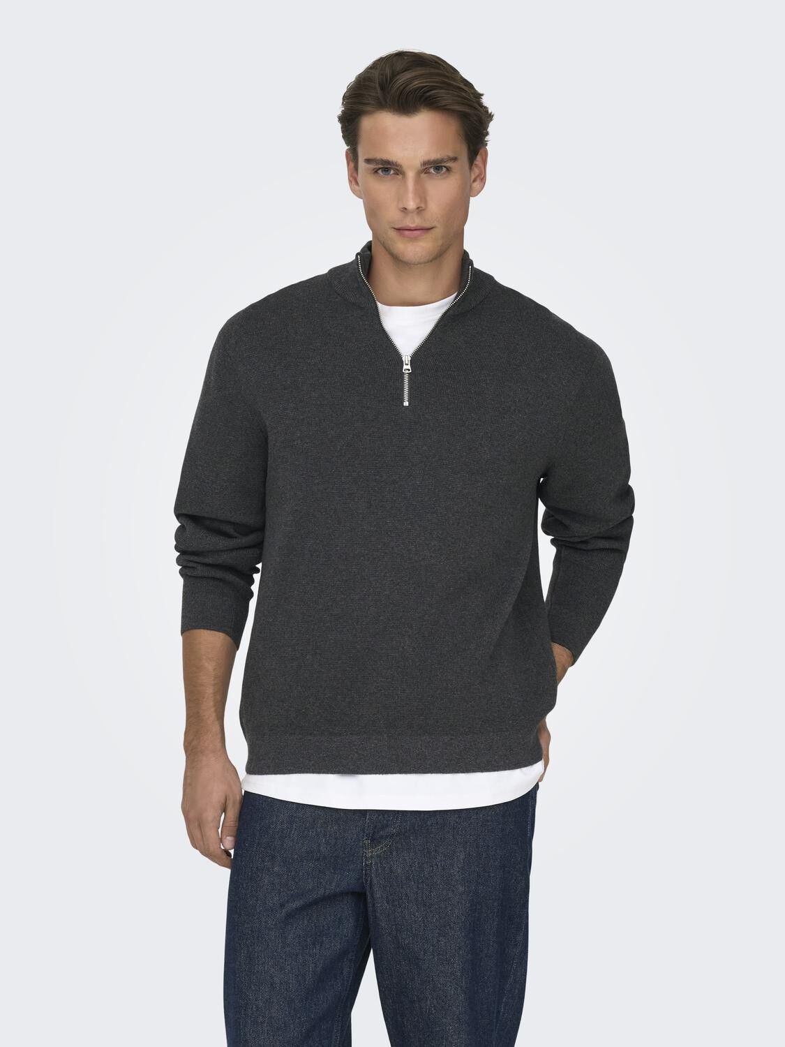 Onsting Life Reg Half Zip Knit Noos