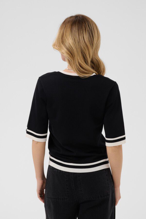 MilaSZ V-Neck SS Contast Pullover