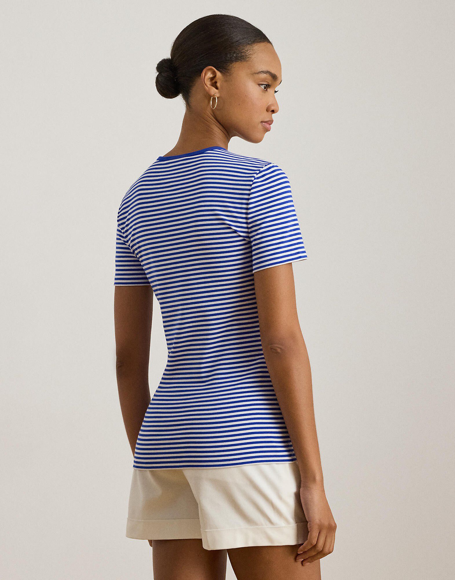Striped Stretch Cotton Crewneck Tee
