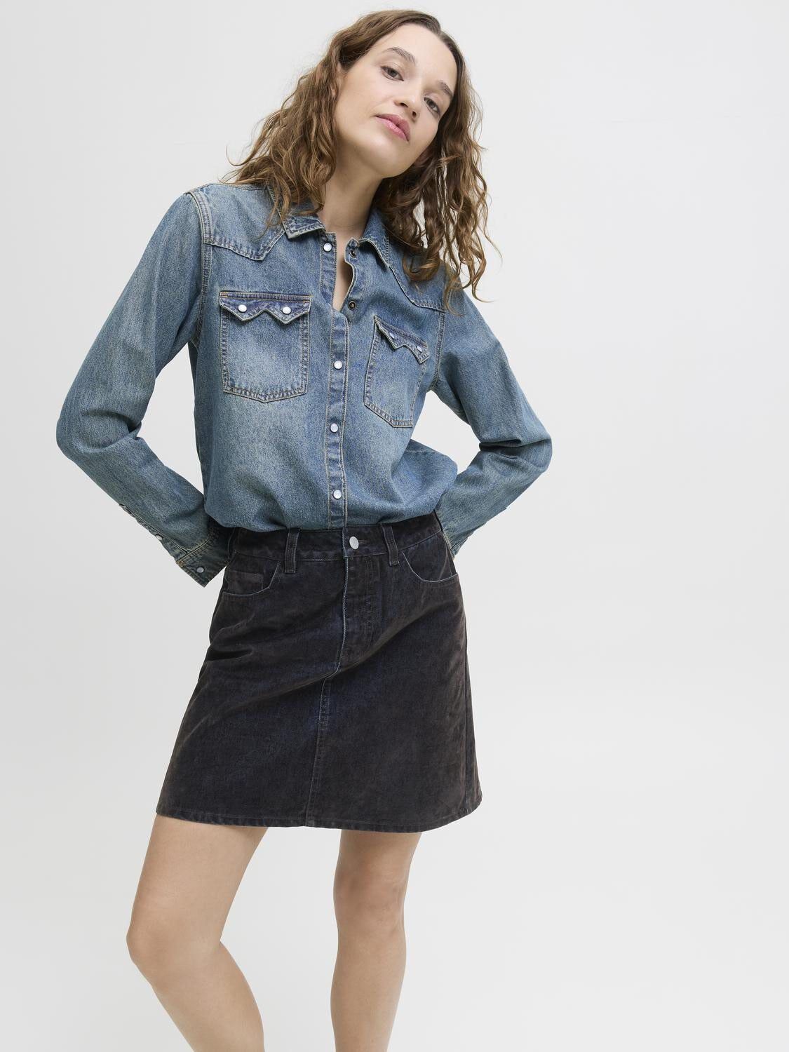 JXMIA FLOCK SHORT DENIM SKIRT DNM