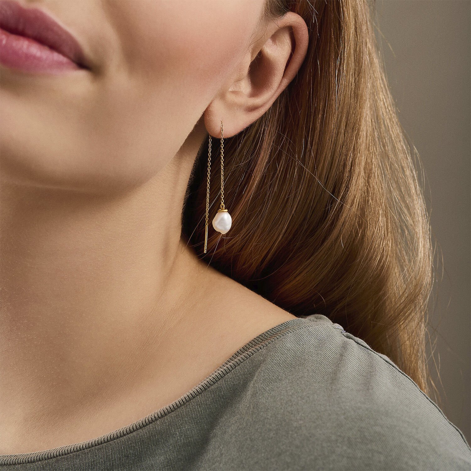 Lagoon Earchains 10 cm Baroque pearl