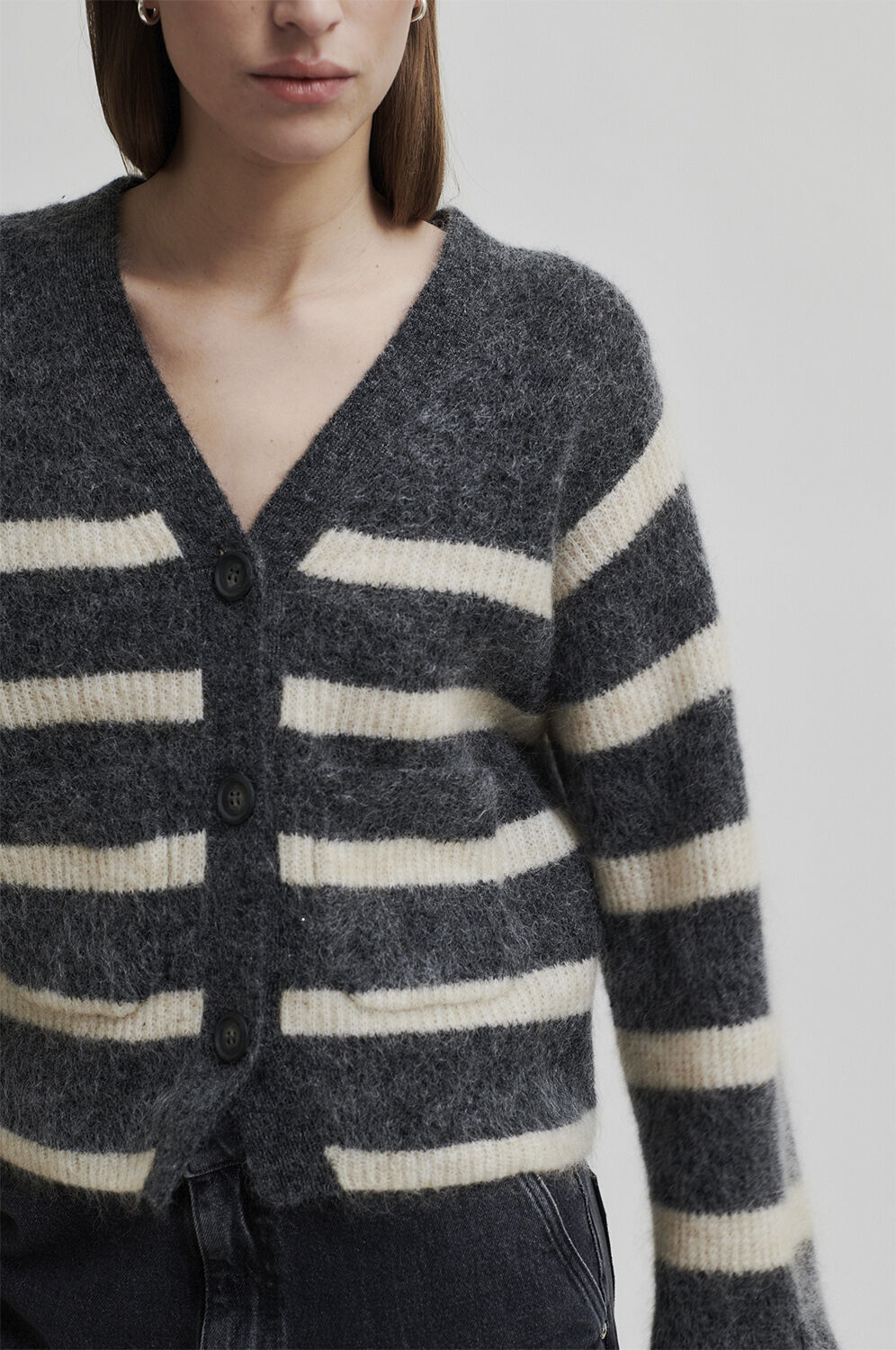 Ovalis Mohair Blend Knit Wide Sleeve Cardigan