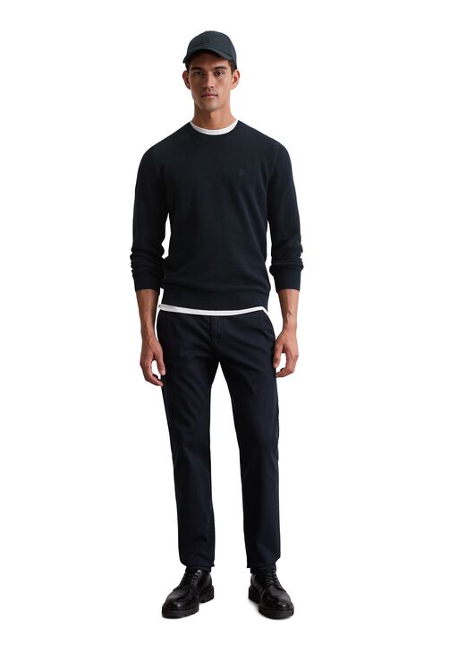 Crewneck, cotton slub, piqué struct