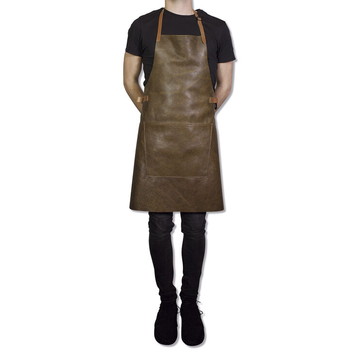 Læderforklæde BBQ Style Apron Vintage Brown