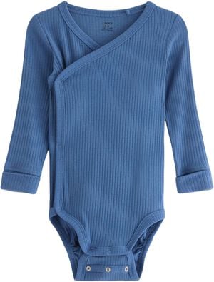 Long-sleeved wrap bodysuit in soft,