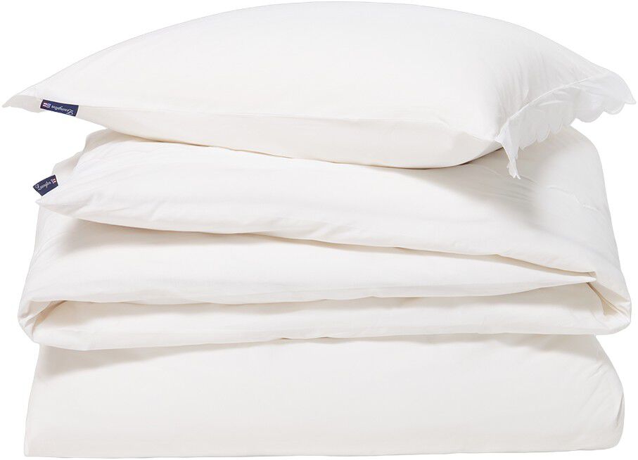 White Cotton Percale Scallop Wing Bed Set