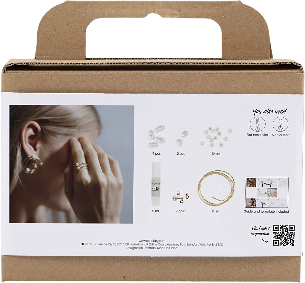 Mini DIY Kit Smykker, &Oslash;reringe med wire, forgyldt