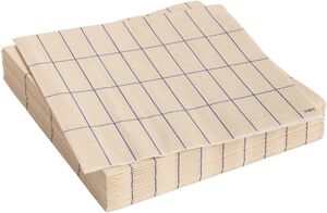 Pattern Napkins-Set of 20 Lunch-Off-white and blue grid