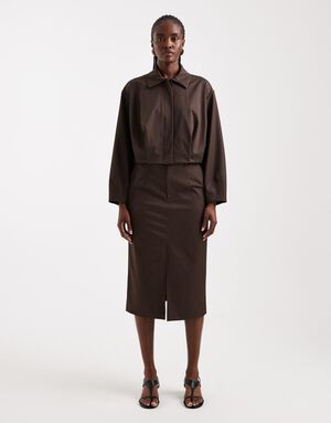 TSARIL PINSTRIPE PENCIL MIDI SKIRT