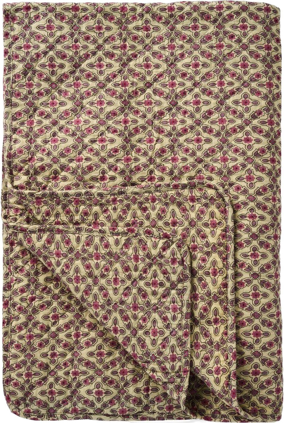Quilt m/hindb&aelig;rfarvet og lilla rudem&oslash;nster