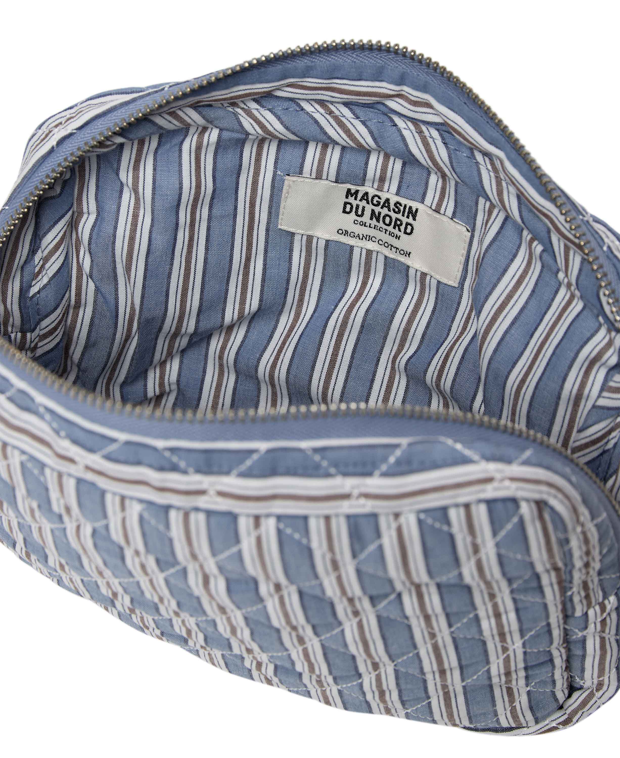 Make Up Bag, Quilted - Cotton Poplin YD Mini-Moonlight Blue