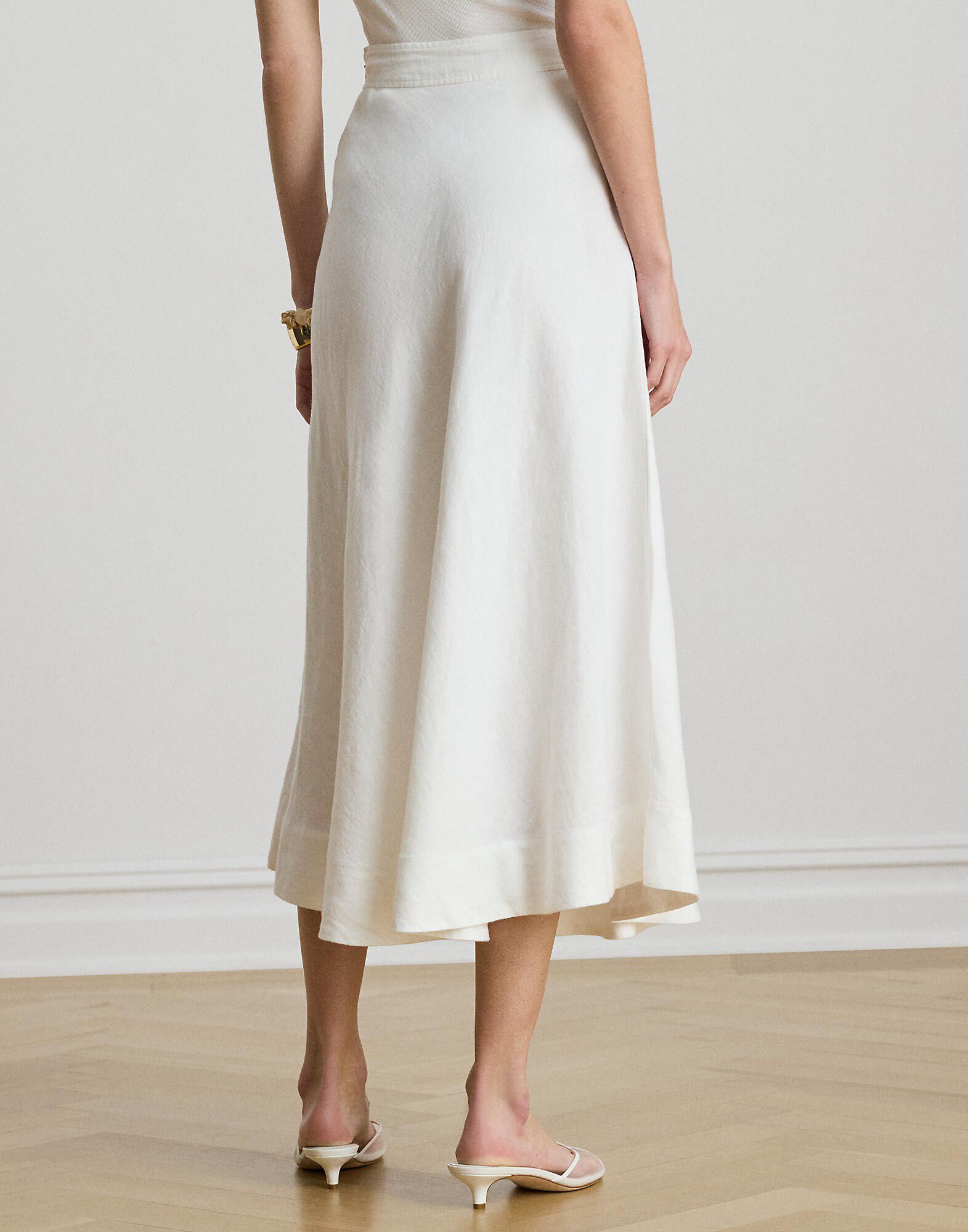Linen A-Line Midi Skirt