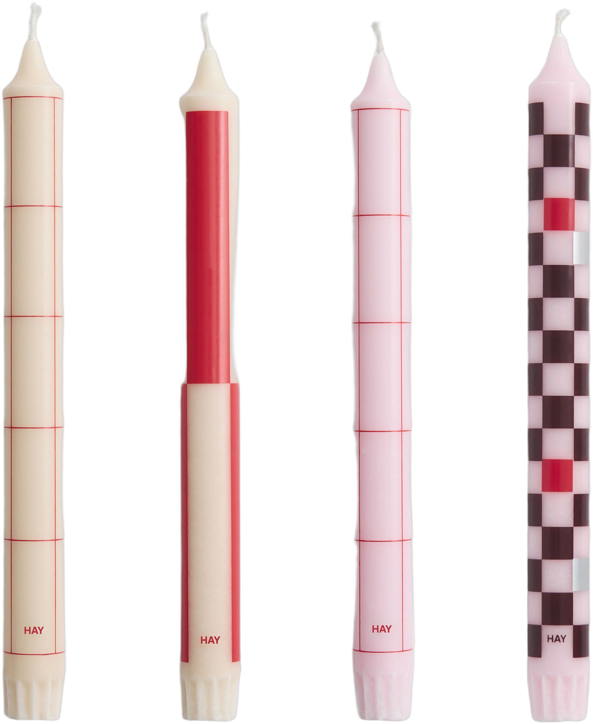 Pattern Candle-Reds and bordeaux, Set of 4