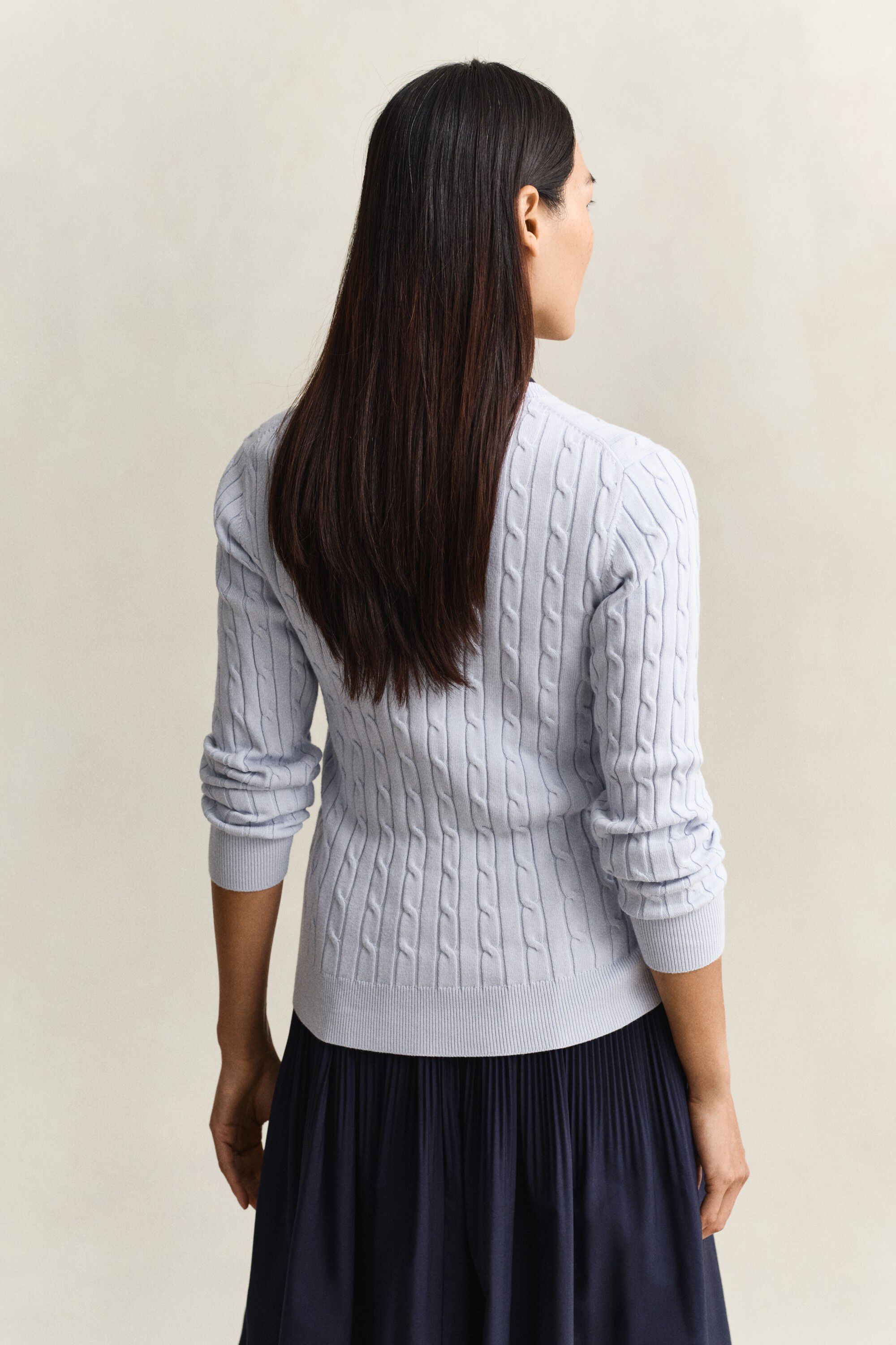 STRETCH COTTON CABLE CARDIGAN