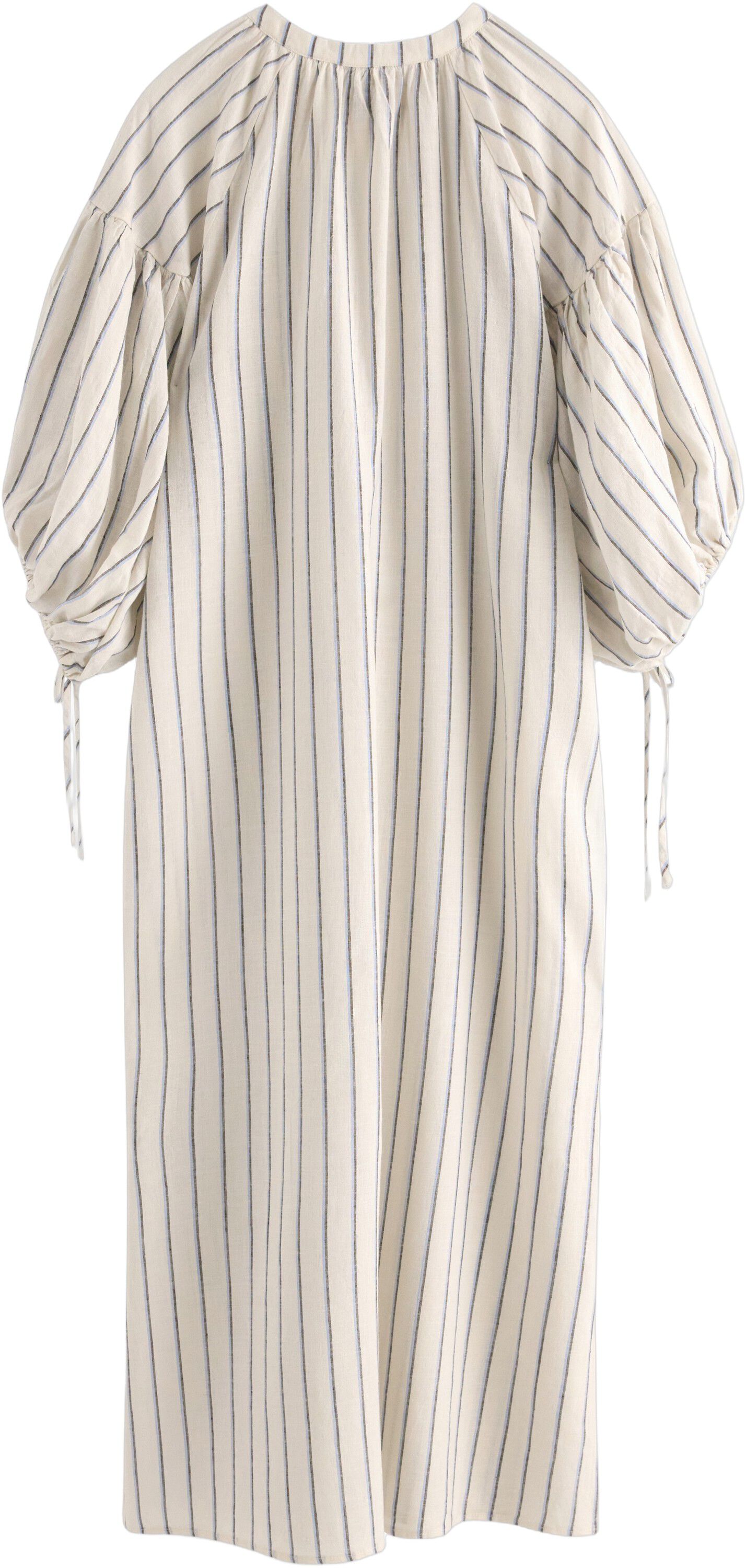 Midi dress with short puff sleeves