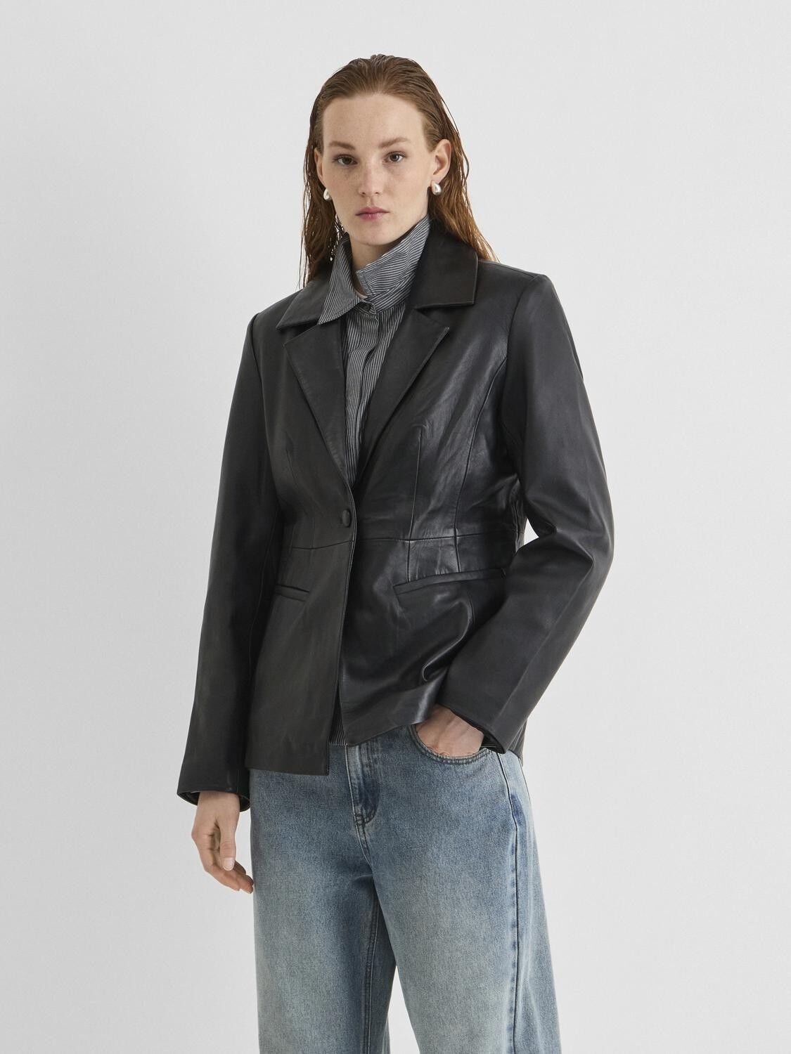 Rouharley L/S Leather Blazer/Ev/Pf