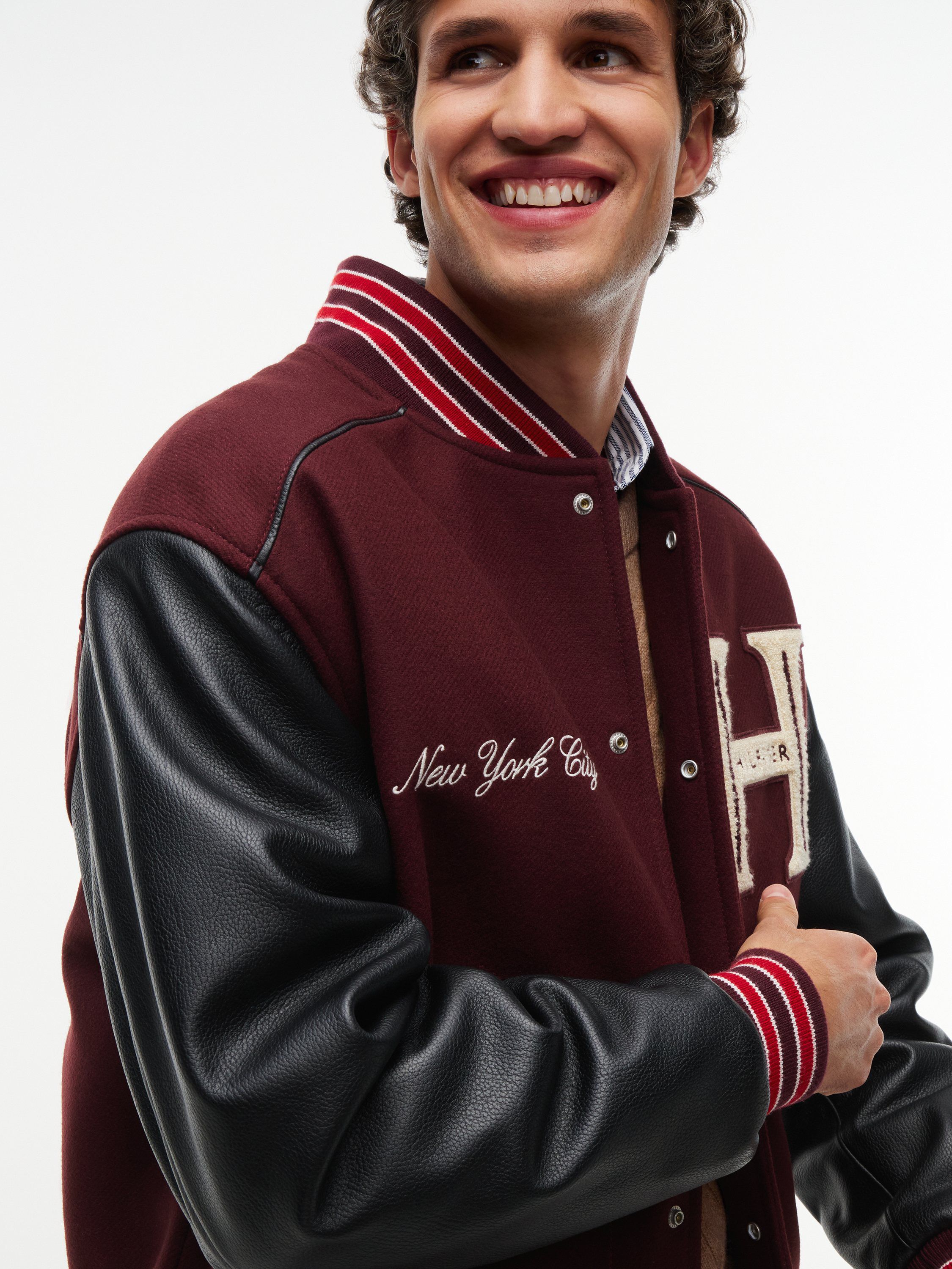 Wool Blend Varsity Jacket With Cashmere